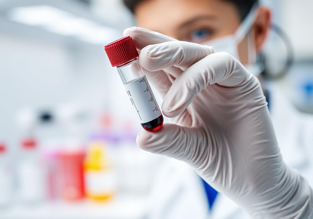 Blood sample being analyzed